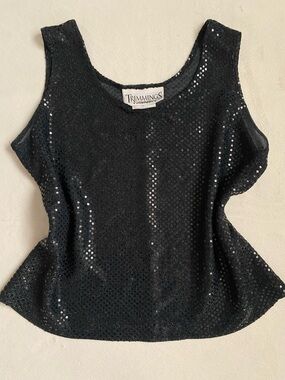 Vintage Trimmings Black Sequin Tank Top